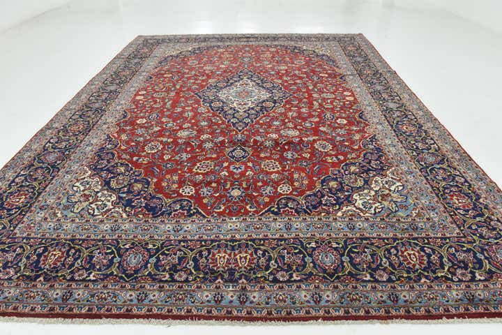 9' 9 x 13' 2 Hand Knotted Kashan Persian Wool Rug