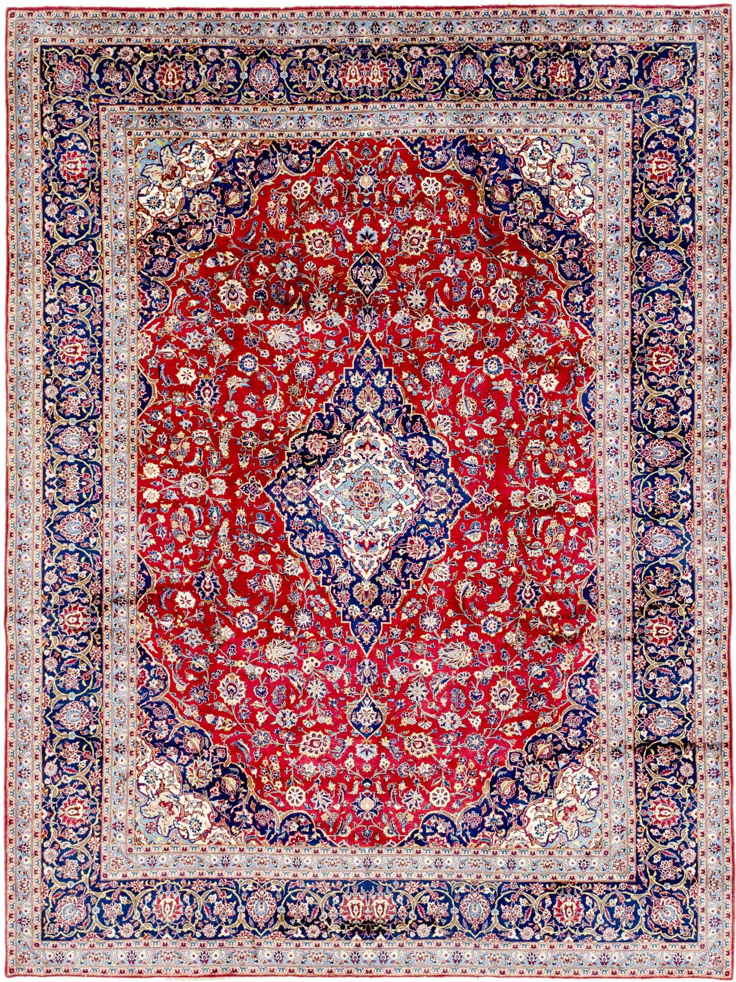 9' 9 x 13' 2 Hand Knotted Kashan Persian Wool Rug