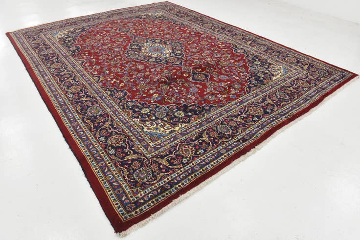 Detail image of 9' 10 x 12' 10 Hand Knotted Kashan Persian Wool Rug