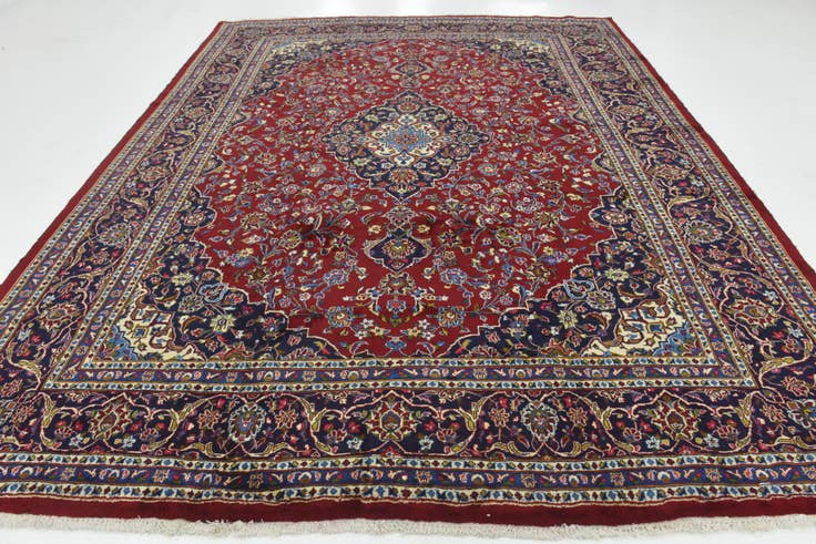 Detail image of 9' 10 x 12' 10 Hand Knotted Kashan Persian Wool Rug