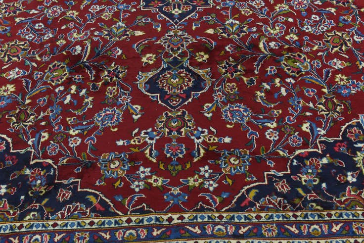 Detail image of 9' 10 x 12' 10 Hand Knotted Kashan Persian Wool Rug