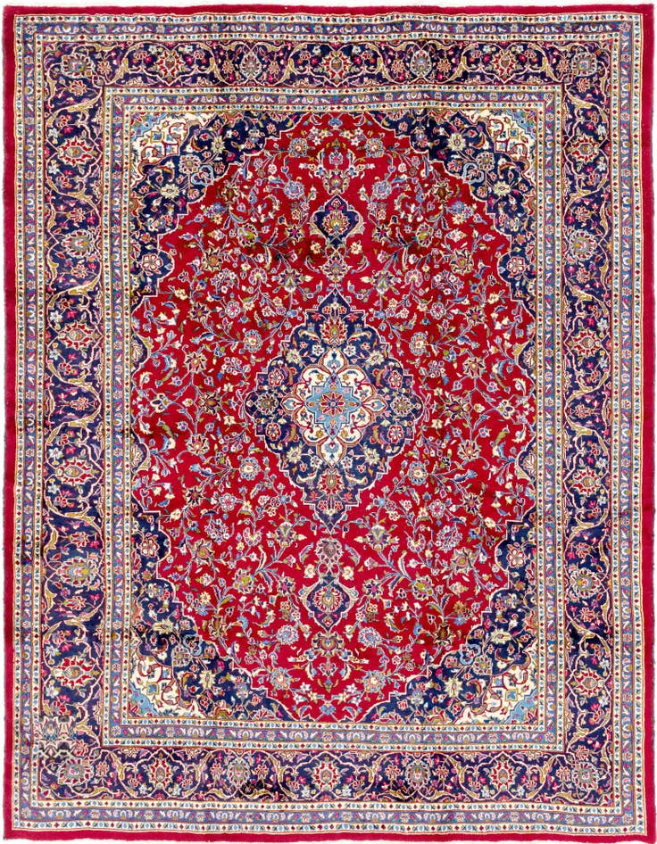 Detail image of 9' 10 x 12' 10 Hand Knotted Kashan Persian Wool Rug