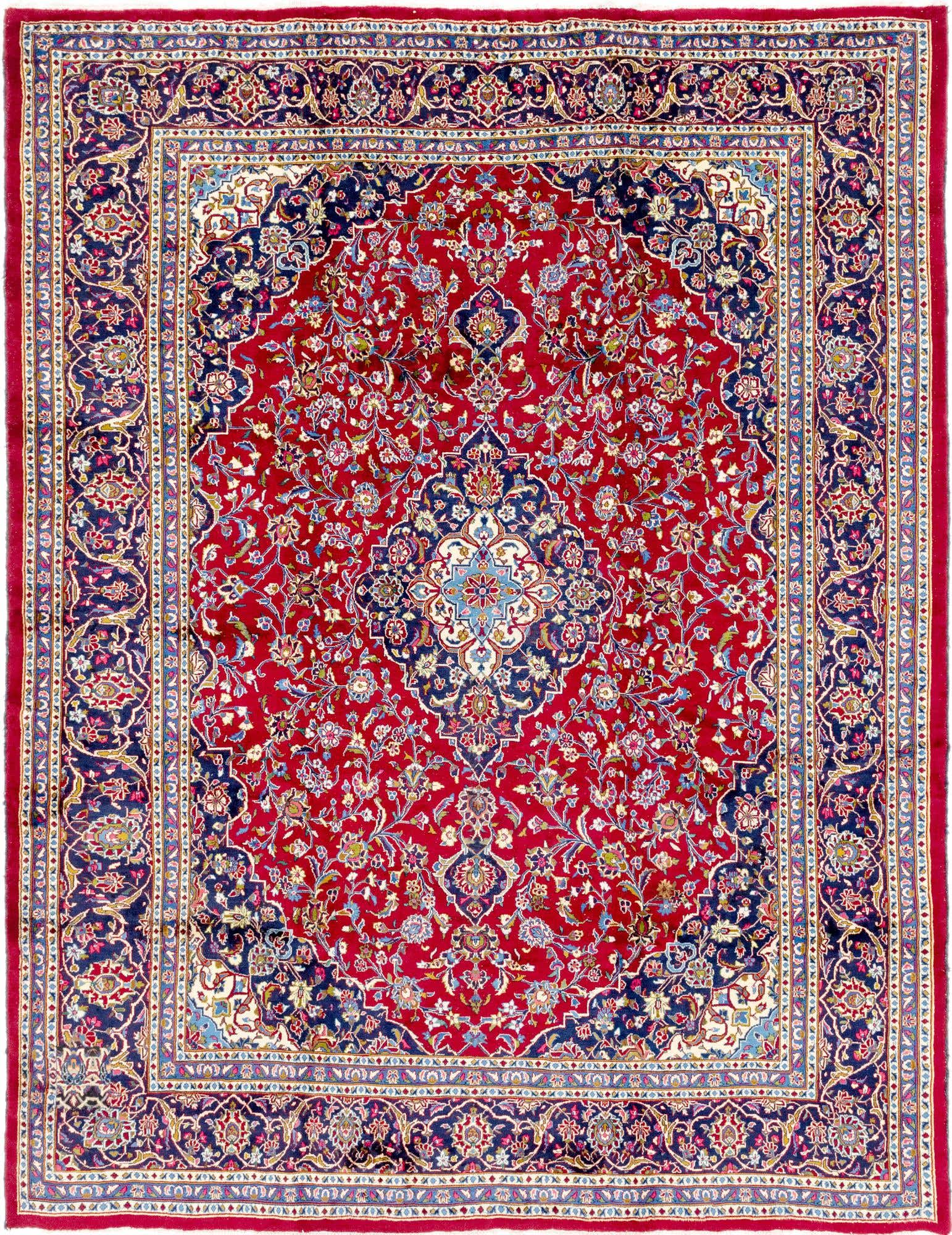 9' 10 x 12' 10 Hand Knotted Kashan Persian Wool Rug