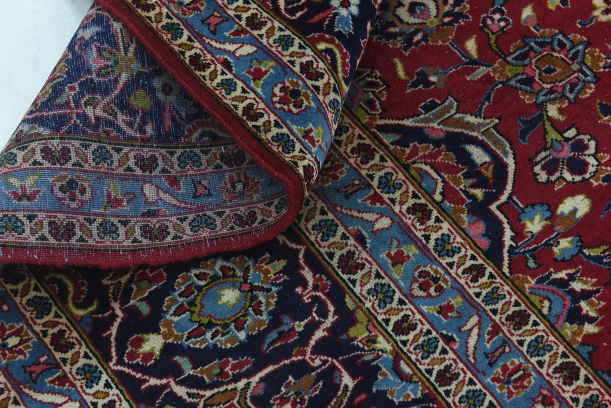 9' 8 x 12' 9 Hand Knotted Kashan Persian Wool Rug