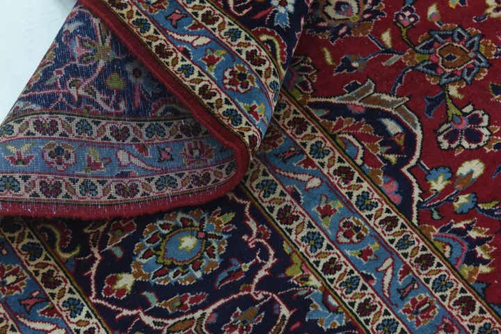 9' 8 x 12' 9 Hand Knotted Kashan Persian Wool Rug