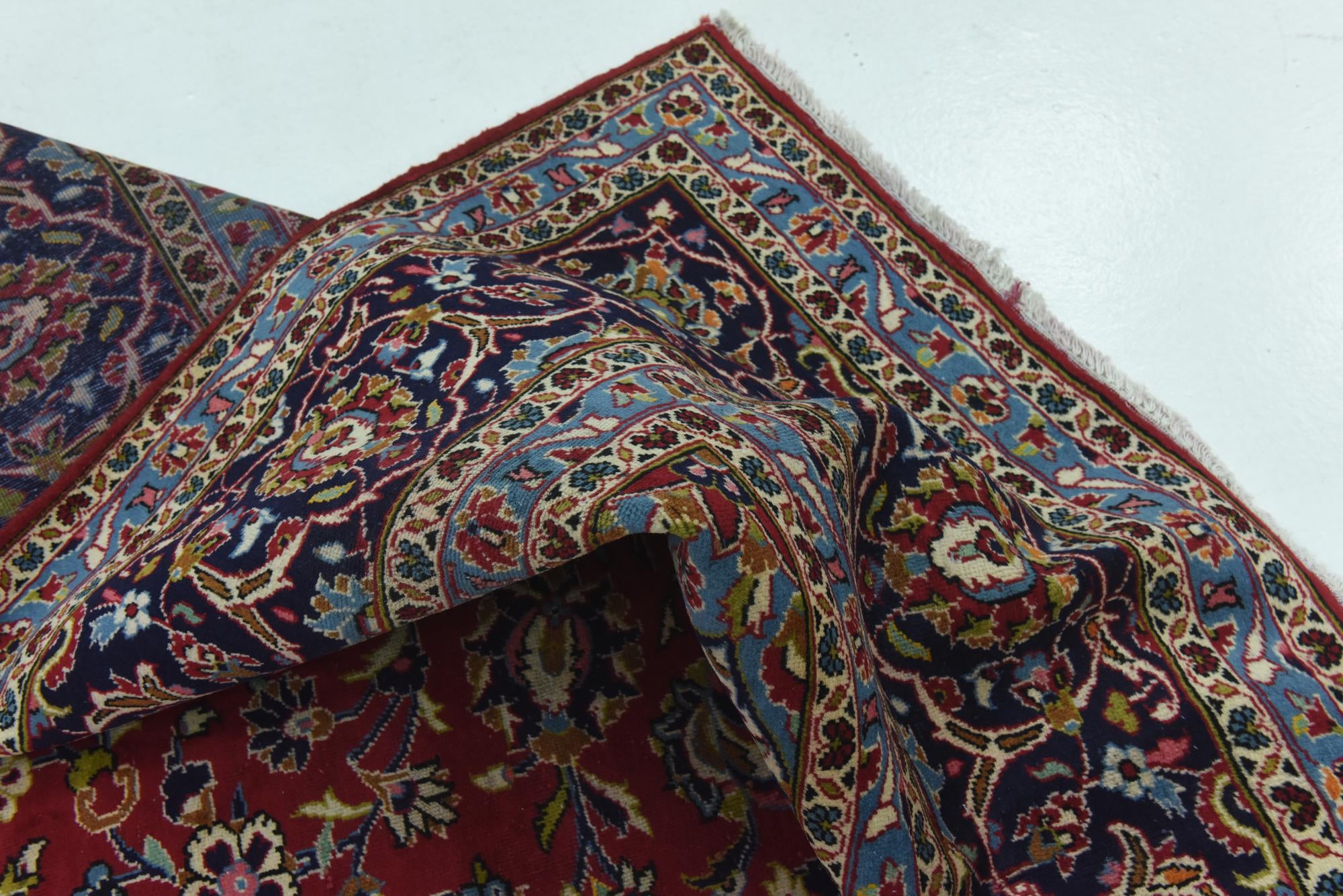 9' 8 x 12' 9 Hand Knotted Kashan Persian Wool Rug