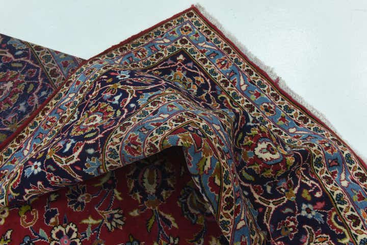 9' 8 x 12' 9 Hand Knotted Kashan Persian Wool Rug