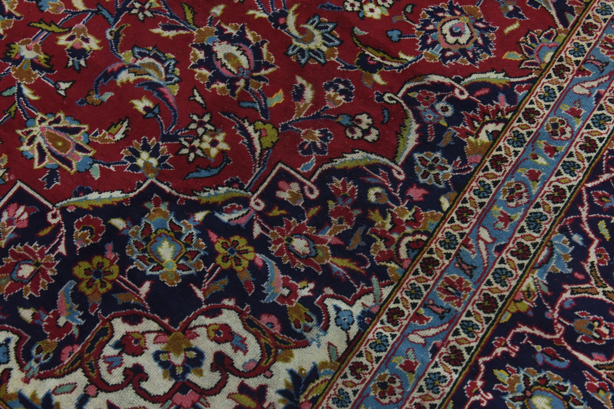 9' 8 x 12' 9 Hand Knotted Kashan Persian Wool Rug
