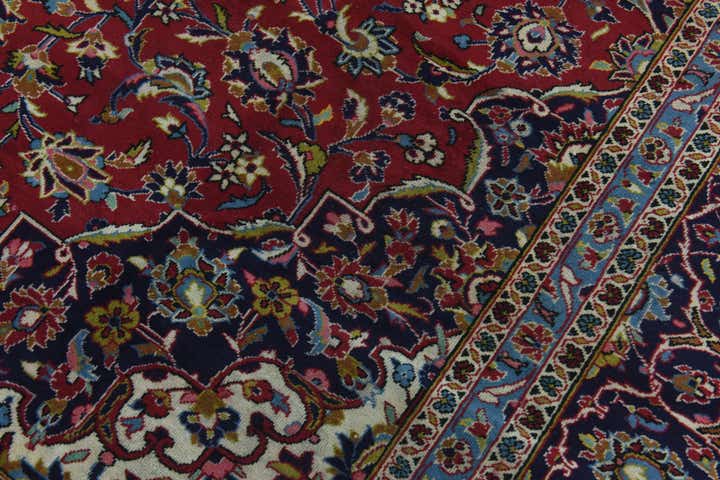 9' 8 x 12' 9 Hand Knotted Kashan Persian Wool Rug