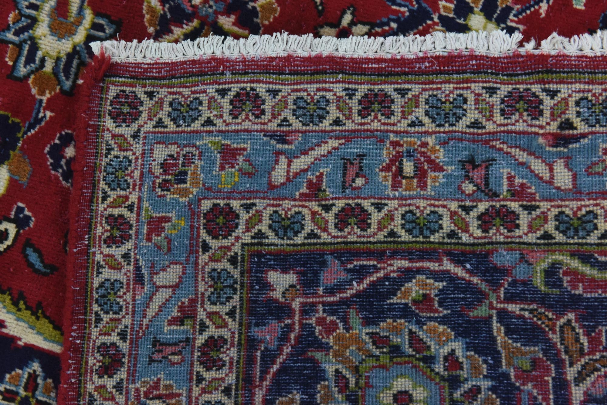 9' 8 x 12' 9 Hand Knotted Kashan Persian Wool Rug