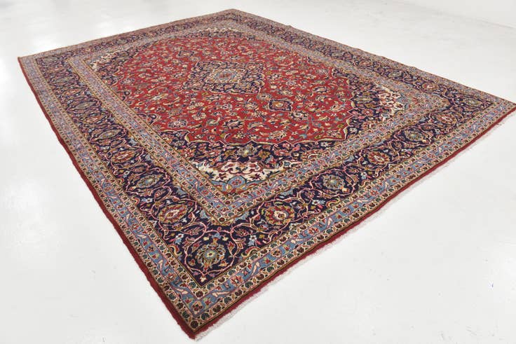 Detail image of 9' 8 x 12' 9 Hand Knotted Kashan Persian Wool Rug