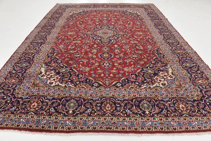 Detail image of 9' 8 x 12' 9 Hand Knotted Kashan Persian Wool Rug