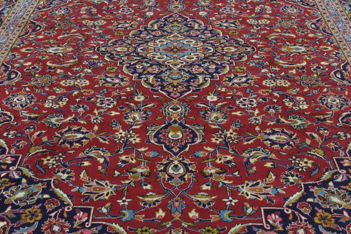 9' 8 x 12' 9 Hand Knotted Kashan Persian Wool Rug