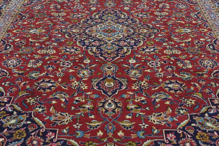 Detail image of 9' 8 x 12' 9 Hand Knotted Kashan Persian Wool Rug