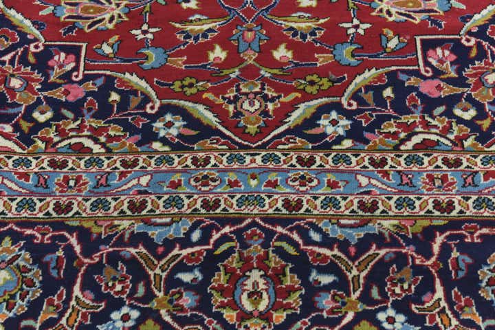 9' 8 x 12' 9 Hand Knotted Kashan Persian Wool Rug