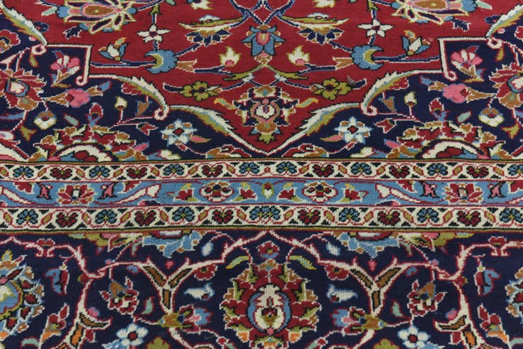 Detail image of 9' 8 x 12' 9 Hand Knotted Kashan Persian Wool Rug