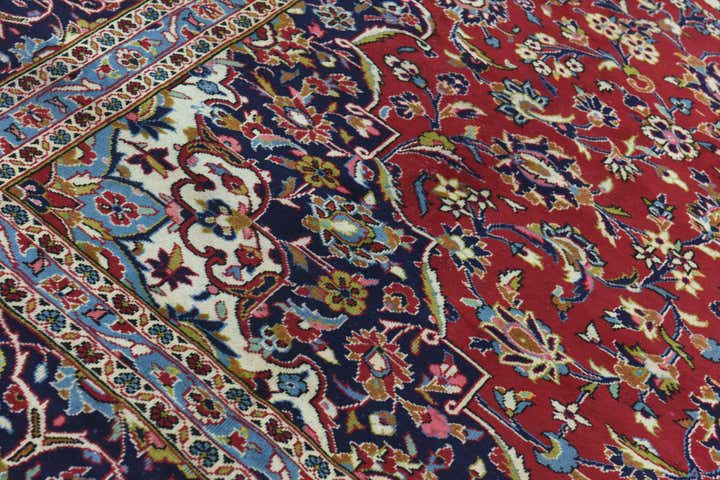 9' 8 x 12' 9 Hand Knotted Kashan Persian Wool Rug