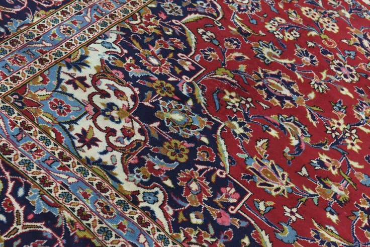 Detail image of 9' 8 x 12' 9 Hand Knotted Kashan Persian Wool Rug