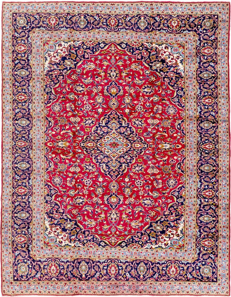 Detail image of 9' 8 x 12' 9 Hand Knotted Kashan Persian Wool Rug