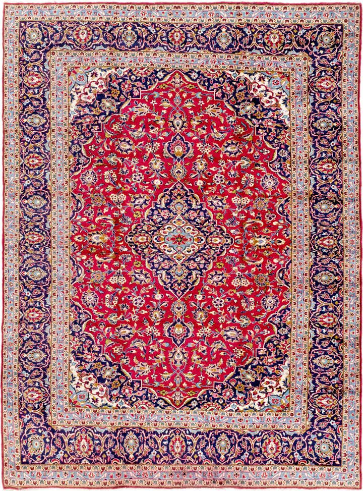 9' 8 x 12' 9 Hand Knotted Kashan Persian Wool Rug