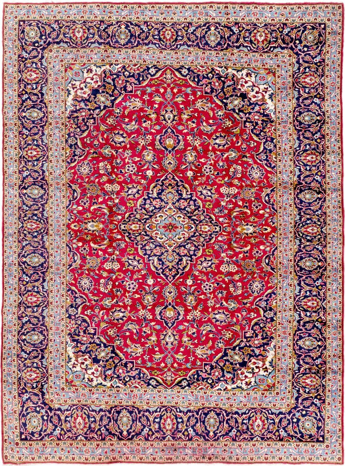 Detail image of 9' 8 x 12' 9 Hand Knotted Kashan Persian Wool Rug
