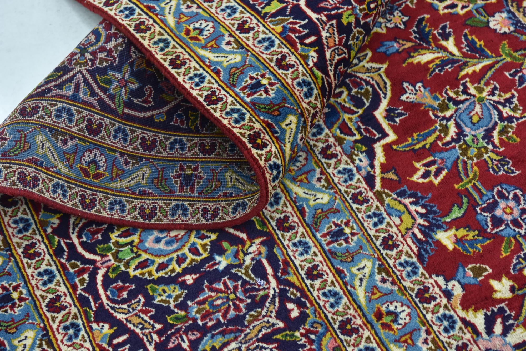 9' 8 x 13' 1 Hand Knotted Kashan Persian Wool Rug