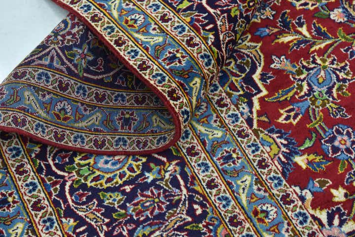 9' 8 x 13' 1 Hand Knotted Kashan Persian Wool Rug