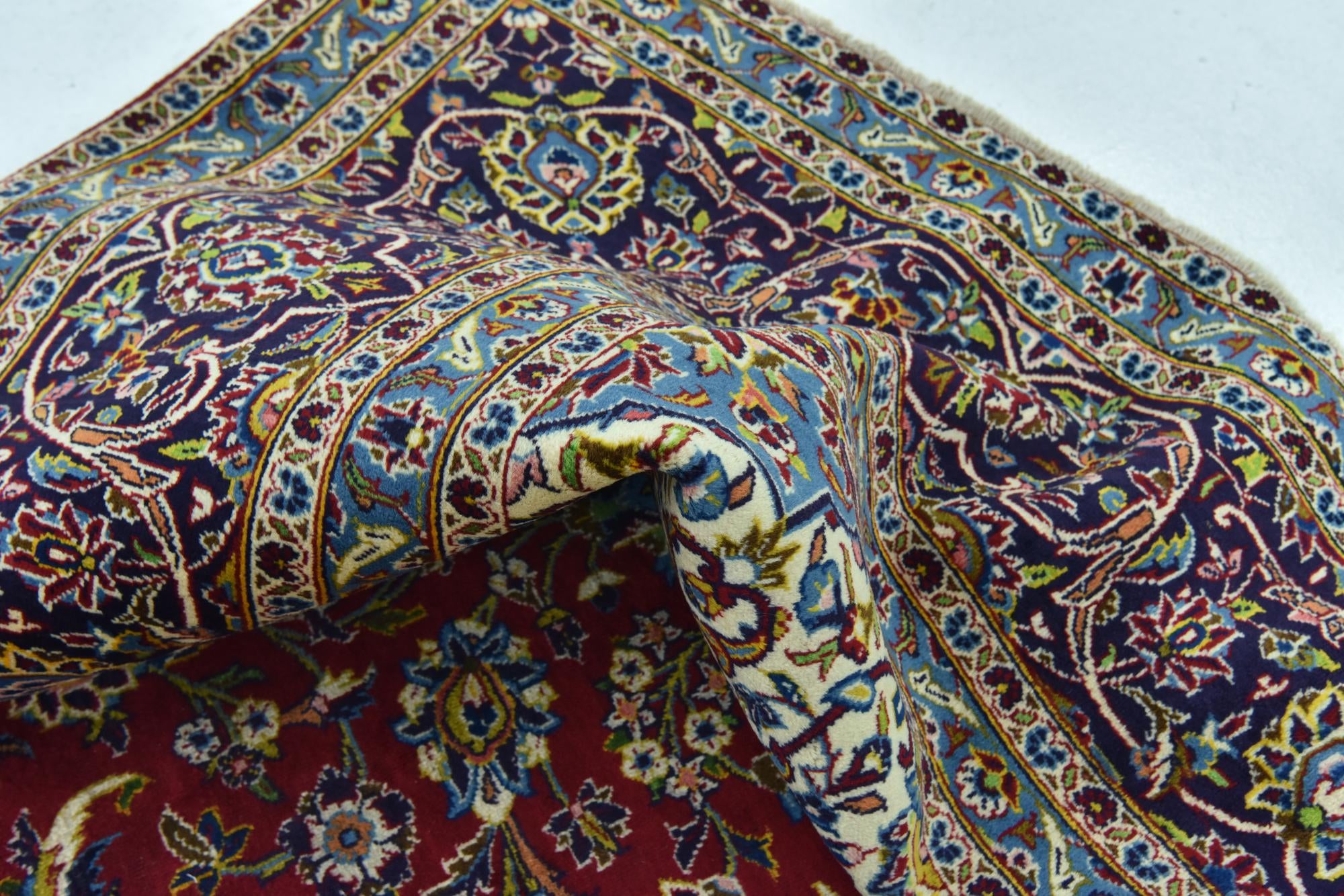 9' 8 x 13' 1 Hand Knotted Kashan Persian Wool Rug