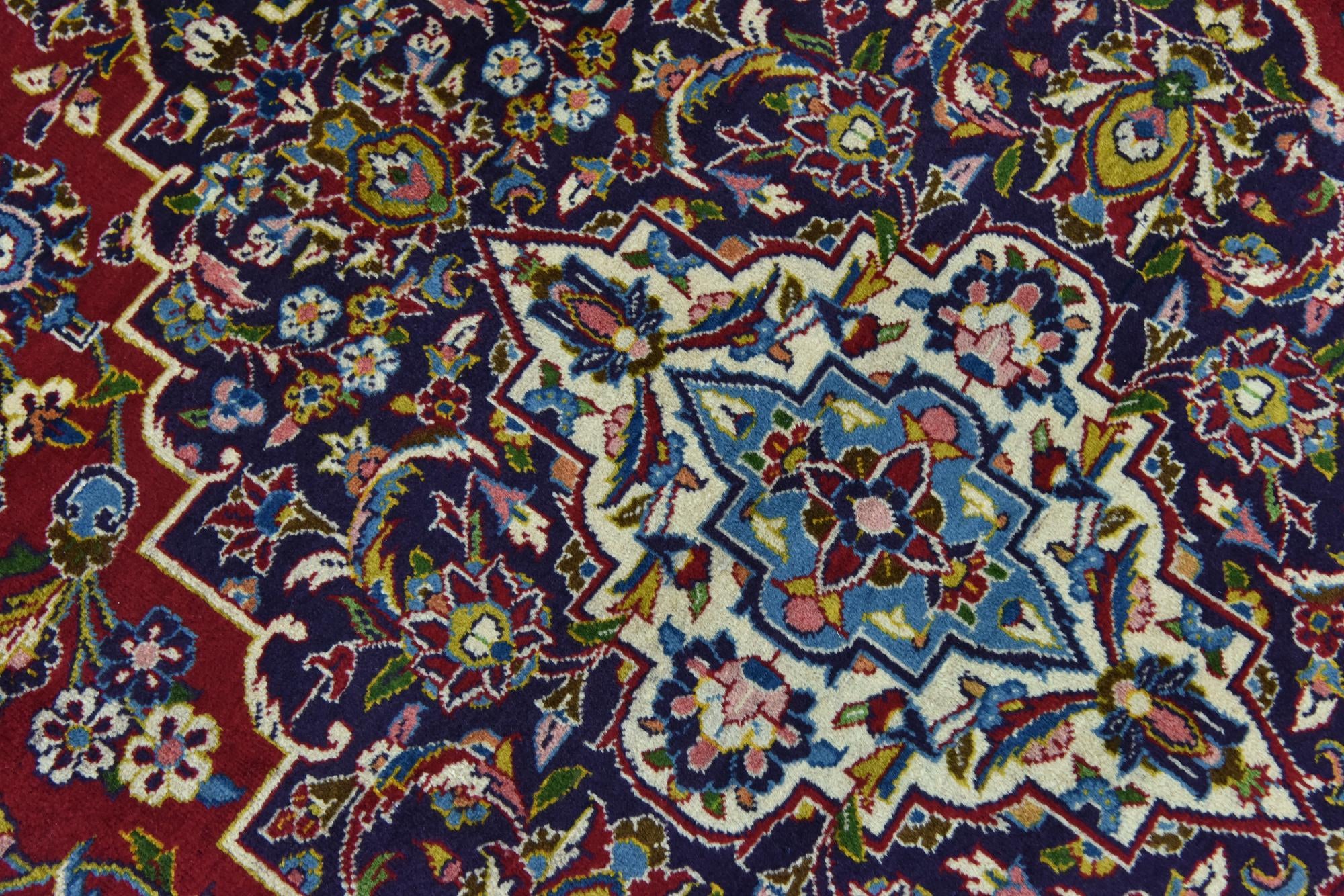 9' 8 x 13' 1 Hand Knotted Kashan Persian Wool Rug