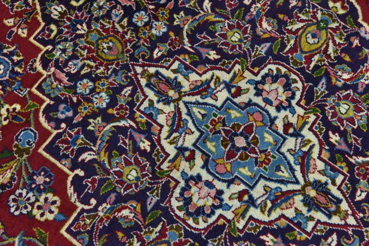 9' 8 x 13' 1 Hand Knotted Kashan Persian Wool Rug