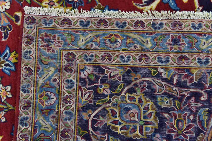 9' 8 x 13' 1 Hand Knotted Kashan Persian Wool Rug