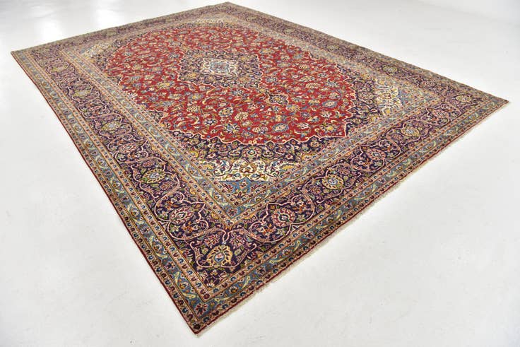 Detail image of 9' 8 x 13' 1 Hand Knotted Kashan Persian Wool Rug
