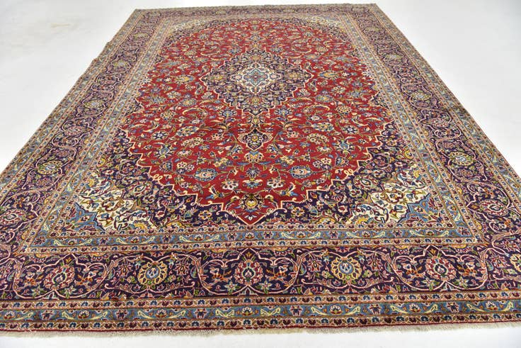 Detail image of 9' 8 x 13' 1 Hand Knotted Kashan Persian Wool Rug