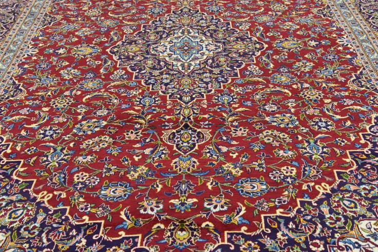 Detail image of 9' 8 x 13' 1 Hand Knotted Kashan Persian Wool Rug