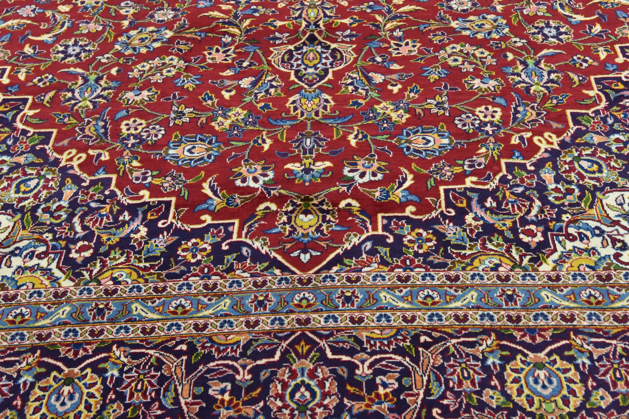 9' 8 x 13' 1 Hand Knotted Kashan Persian Wool Rug