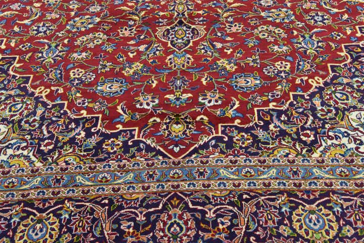 9' 8 x 13' 1 Hand Knotted Kashan Persian Wool Rug