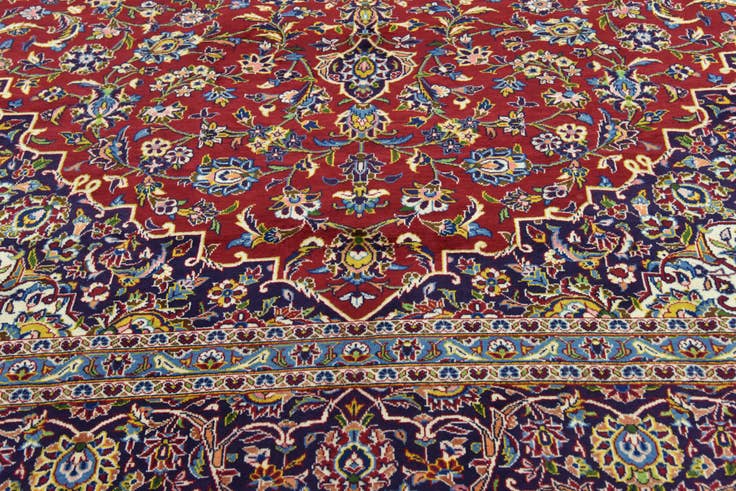 Detail image of 9' 8 x 13' 1 Hand Knotted Kashan Persian Wool Rug