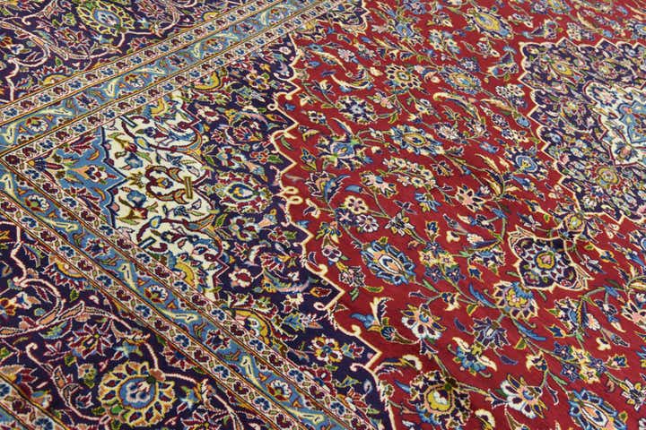 9' 8 x 13' 1 Hand Knotted Kashan Persian Wool Rug