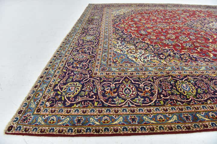 9' 8 x 13' 1 Hand Knotted Kashan Persian Wool Rug