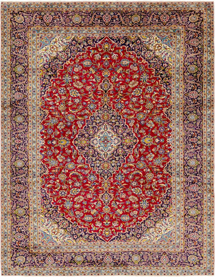 Detail image of 9' 8 x 13' 1 Hand Knotted Kashan Persian Wool Rug