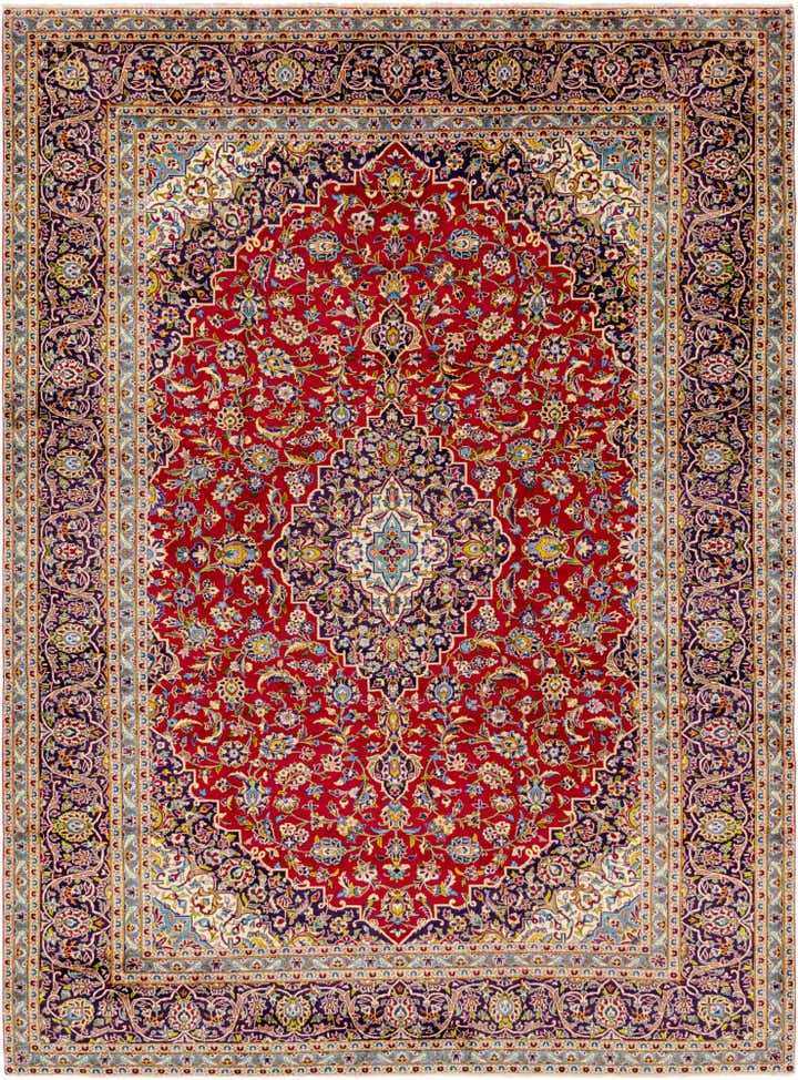 9' 8 x 13' 1 Hand Knotted Kashan Persian Wool Rug