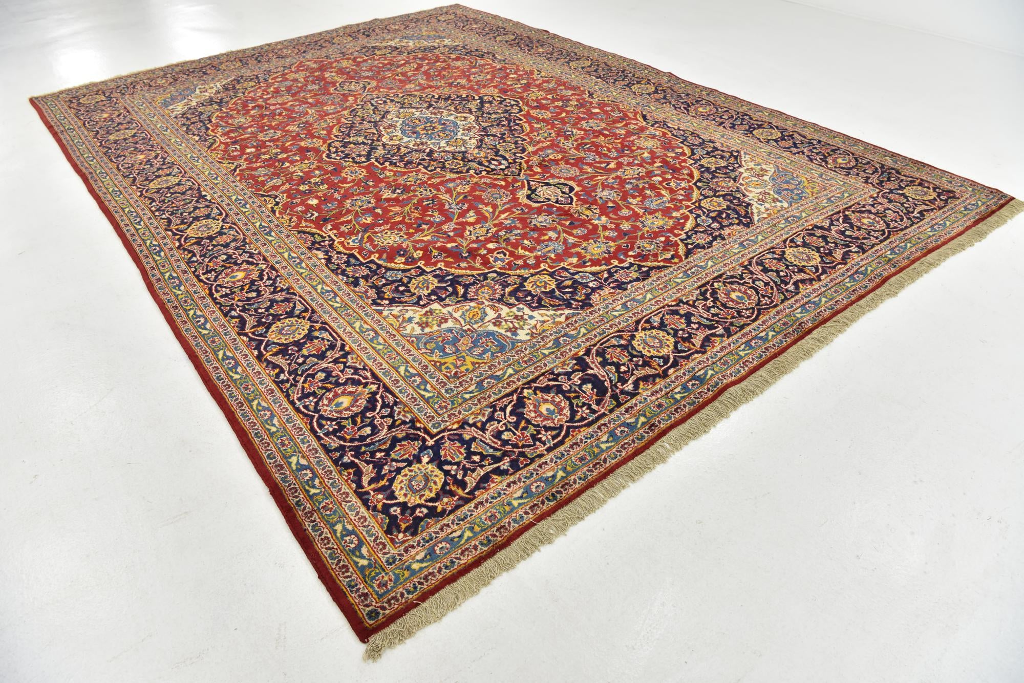 9' 10 x 13' 2 Hand Knotted Kashan Persian Wool Rug