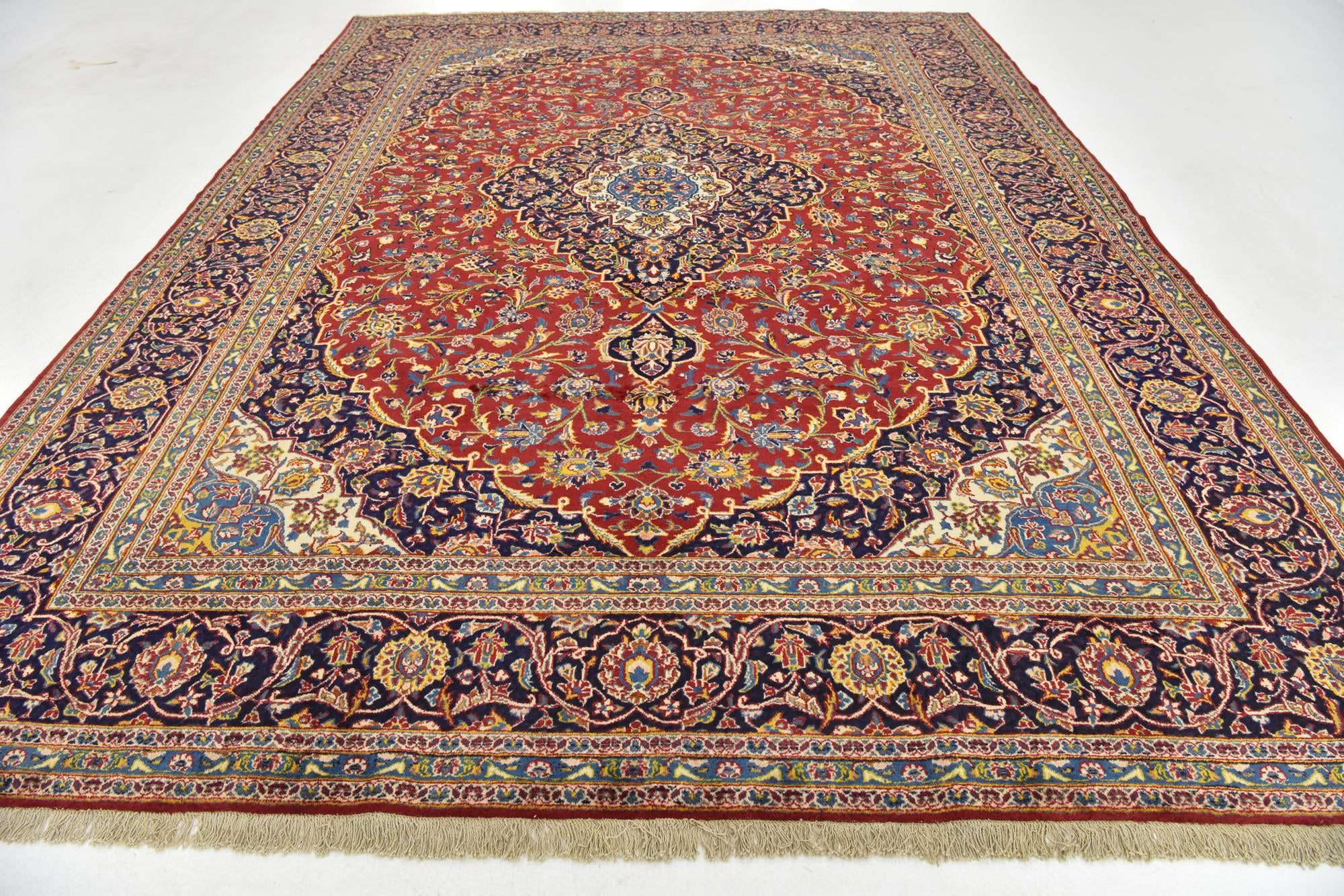9' 10 x 13' 2 Hand Knotted Kashan Persian Wool Rug