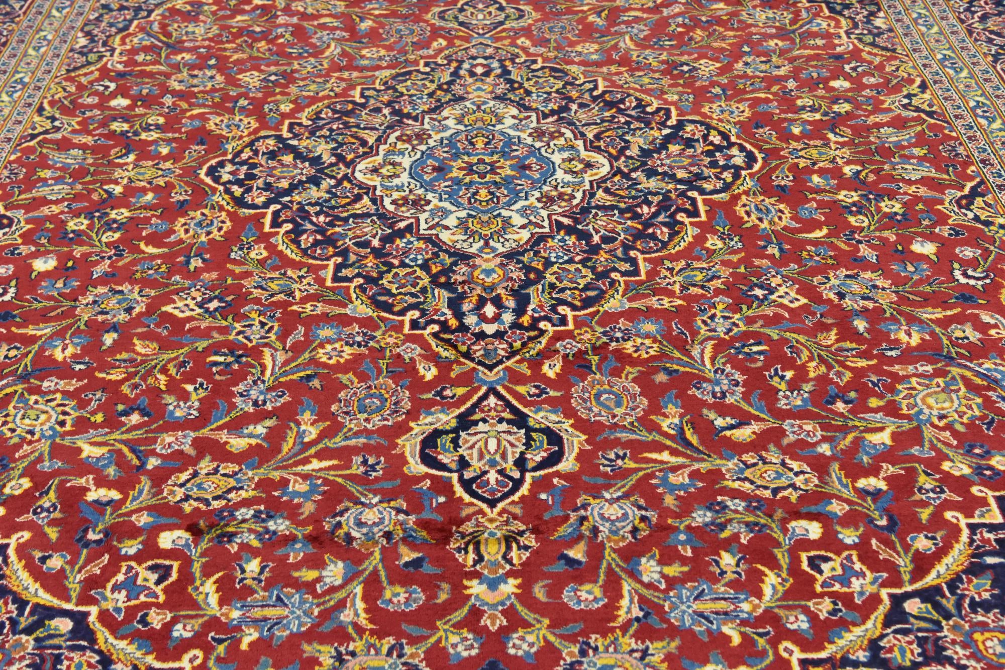 9' 10 x 13' 2 Hand Knotted Kashan Persian Wool Rug