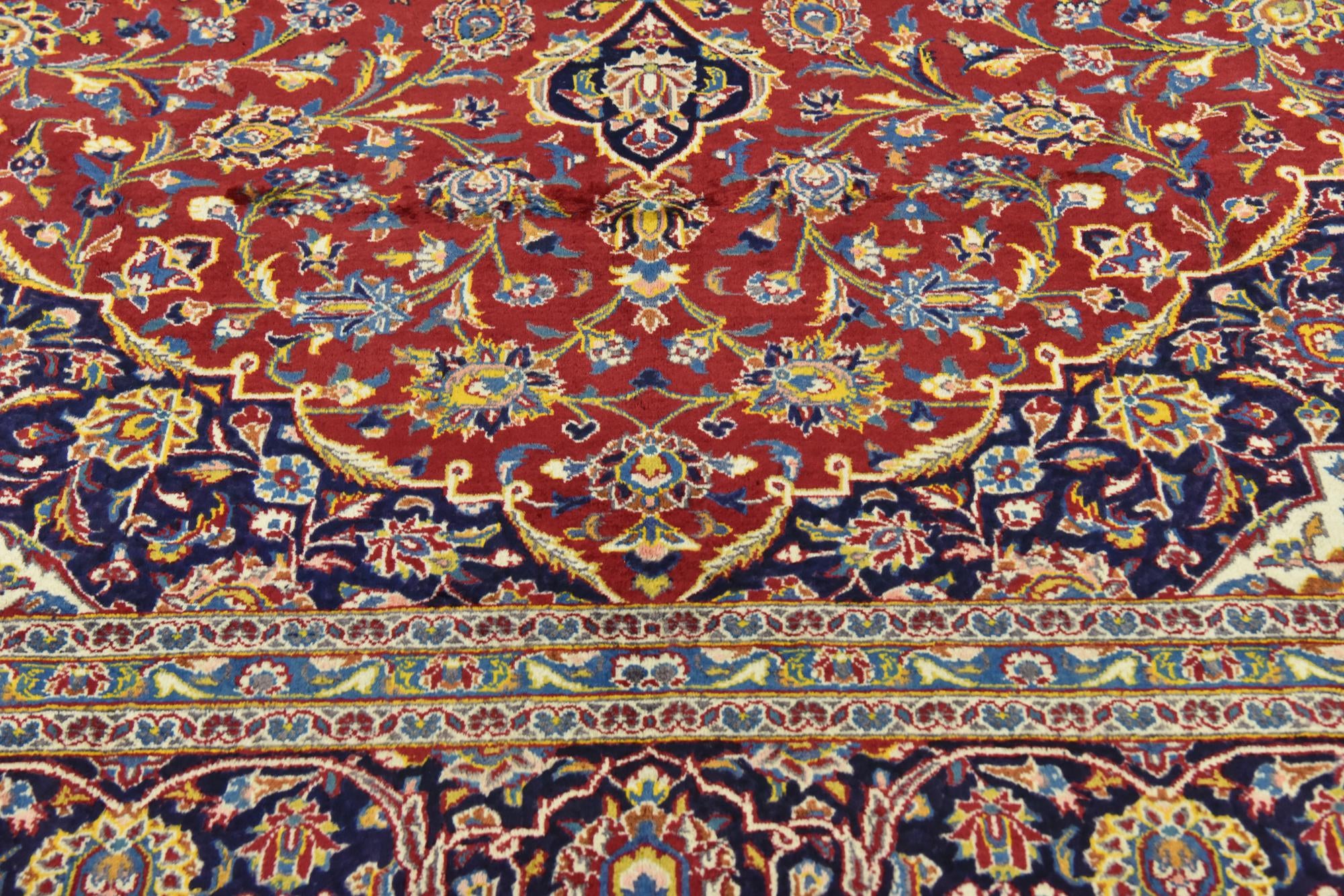 9' 10 x 13' 2 Hand Knotted Kashan Persian Wool Rug