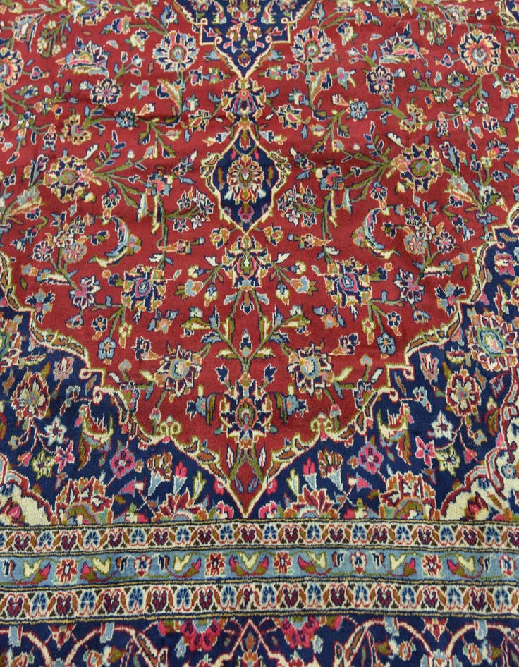 Detail image of 9' 10 x 13'  Hand Knotted Kashan Persian Wool Rug