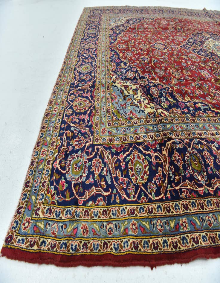 Detail image of 9' 10 x 13'  Hand Knotted Kashan Persian Wool Rug