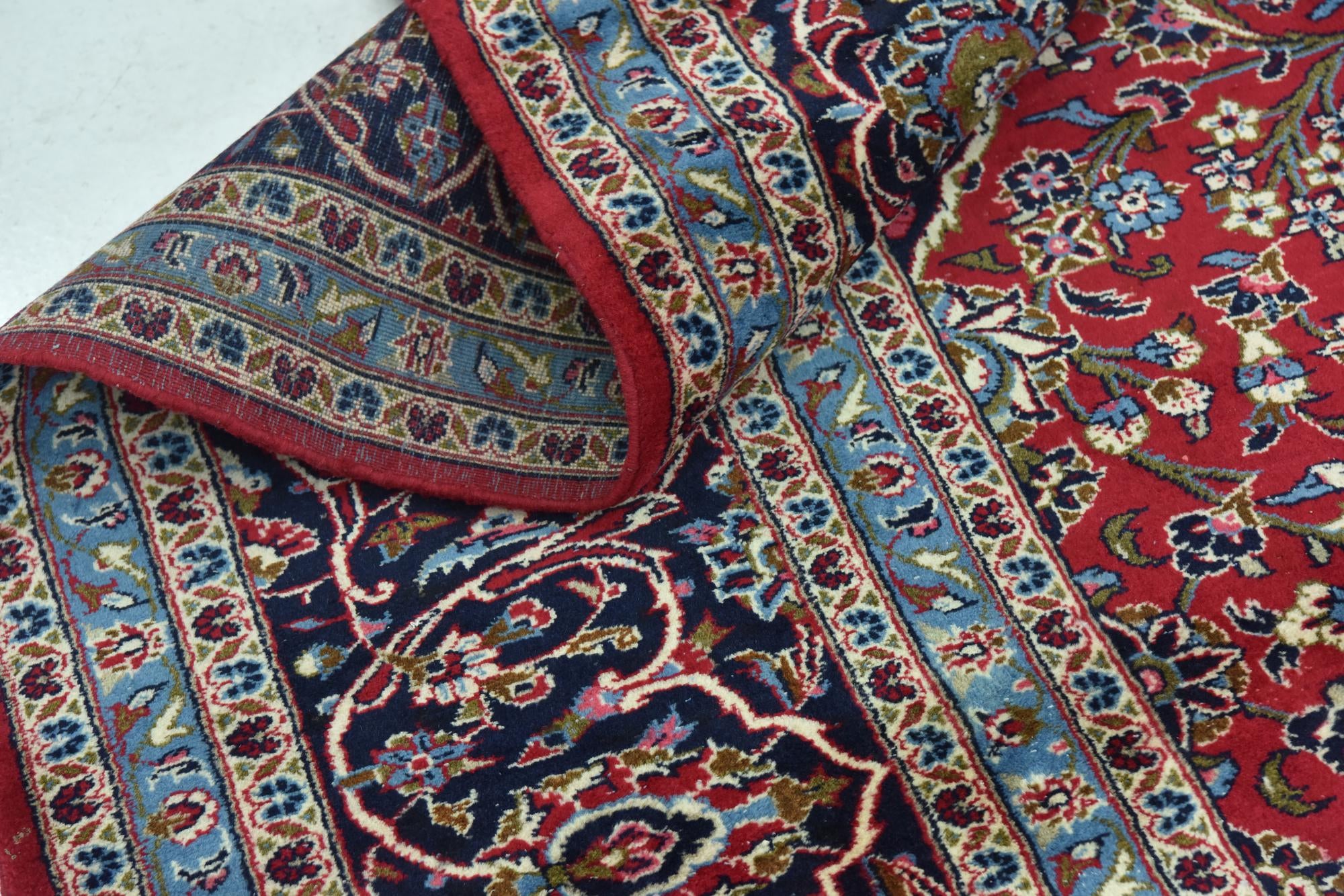 9' 8 x 13' Hand Knotted Kashan Persian Wool Rug