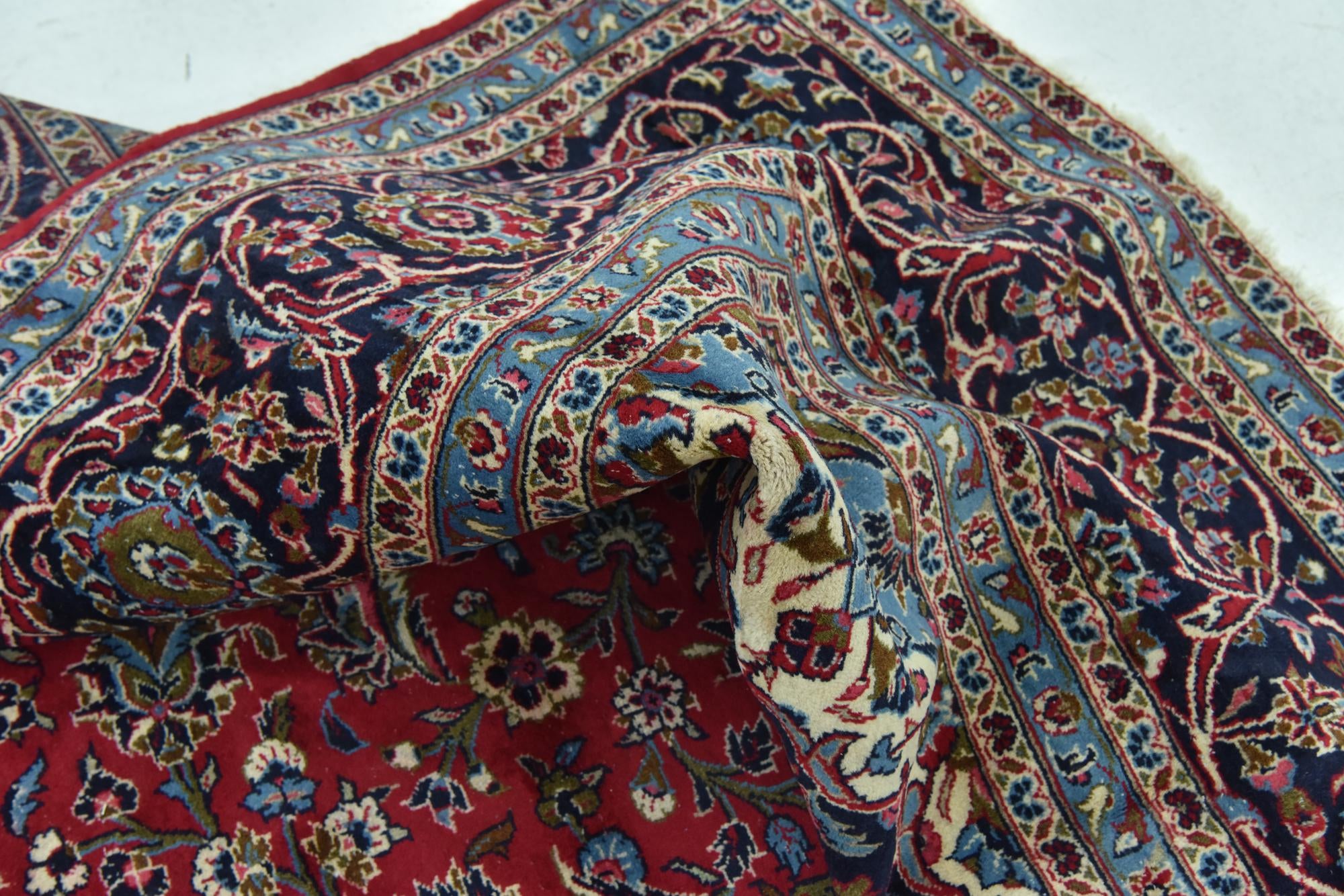 9' 8 x 13' Hand Knotted Kashan Persian Wool Rug