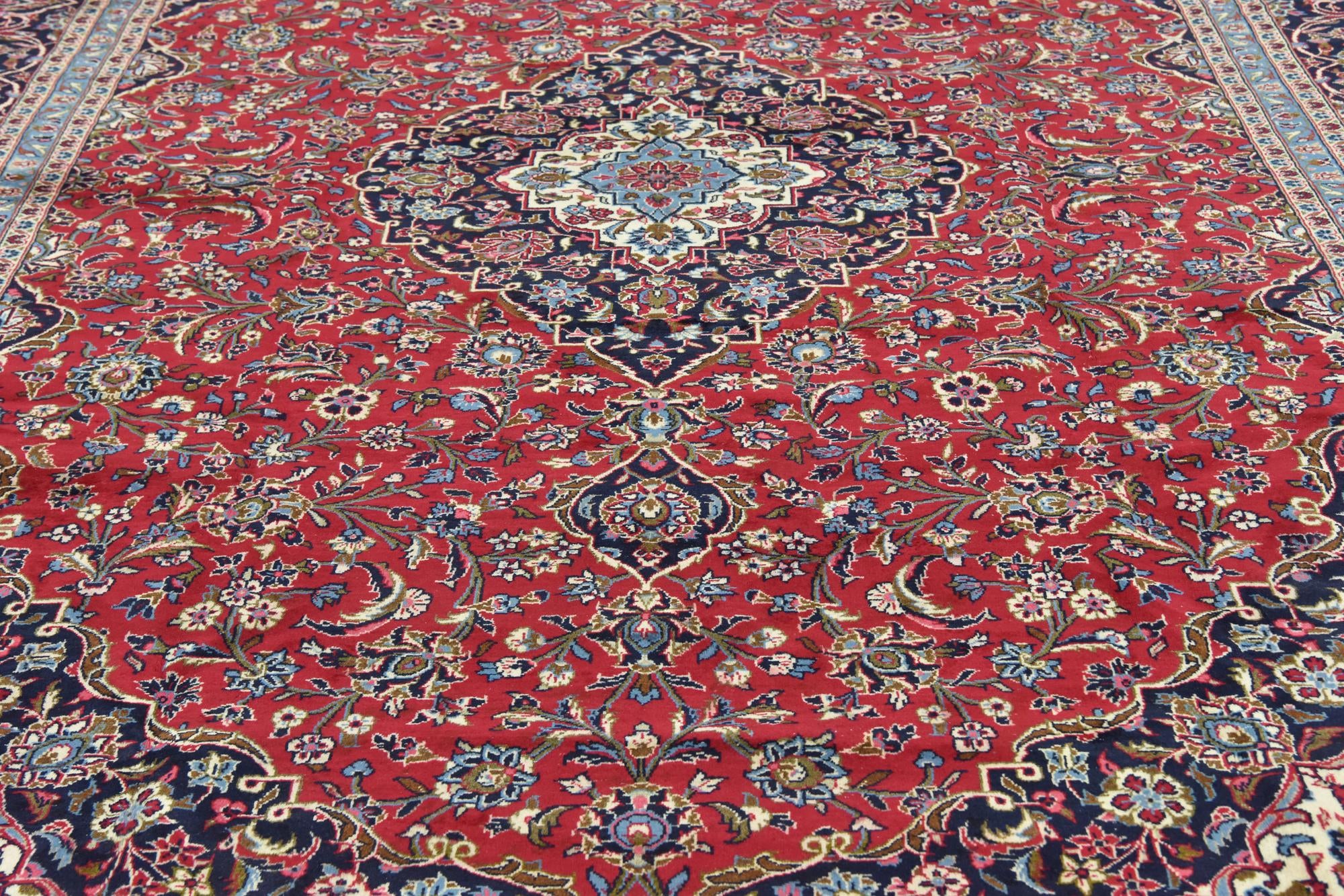 9' 8 x 13' Hand Knotted Kashan Persian Wool Rug